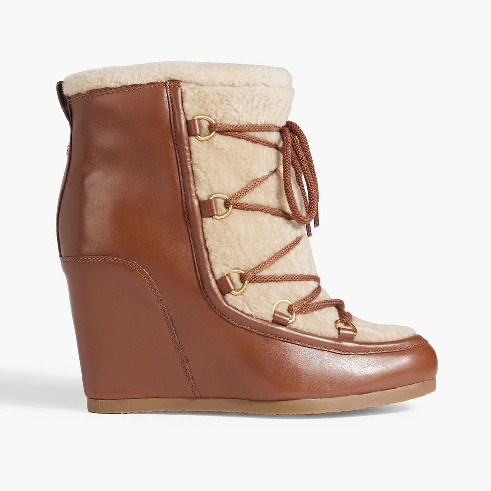 Veronica Beard Elfred Shearling Wedge Booties